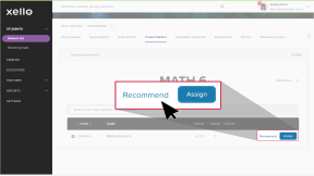 The Course Planner tab on a student's profile with a Math 6 course open. The cursor is clicking Recommend next to a course.